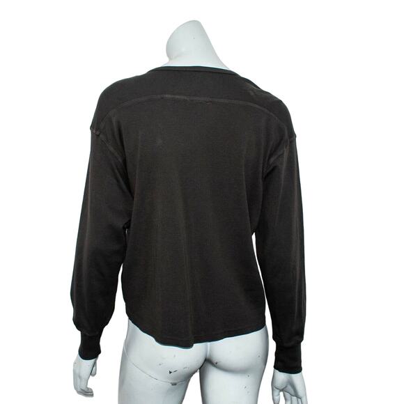 Raquel Allegra Long Sleeve Crew Sweatshirt char Black Size 1 - Picture 7 of 9